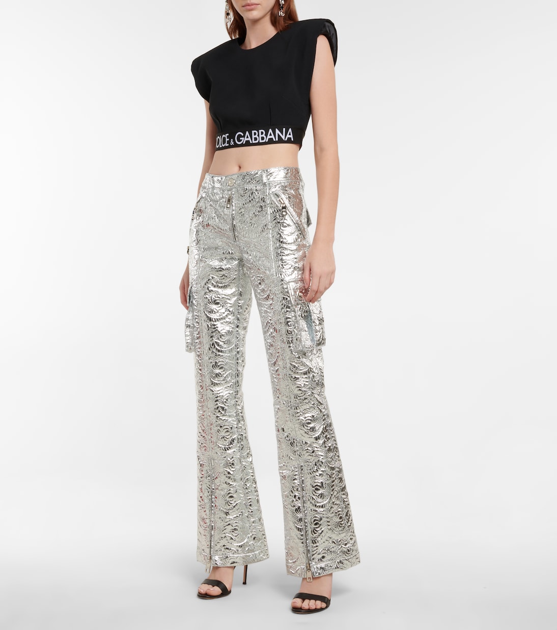 Pantalones cargo con brocado laminado | Dolce&Gabbana