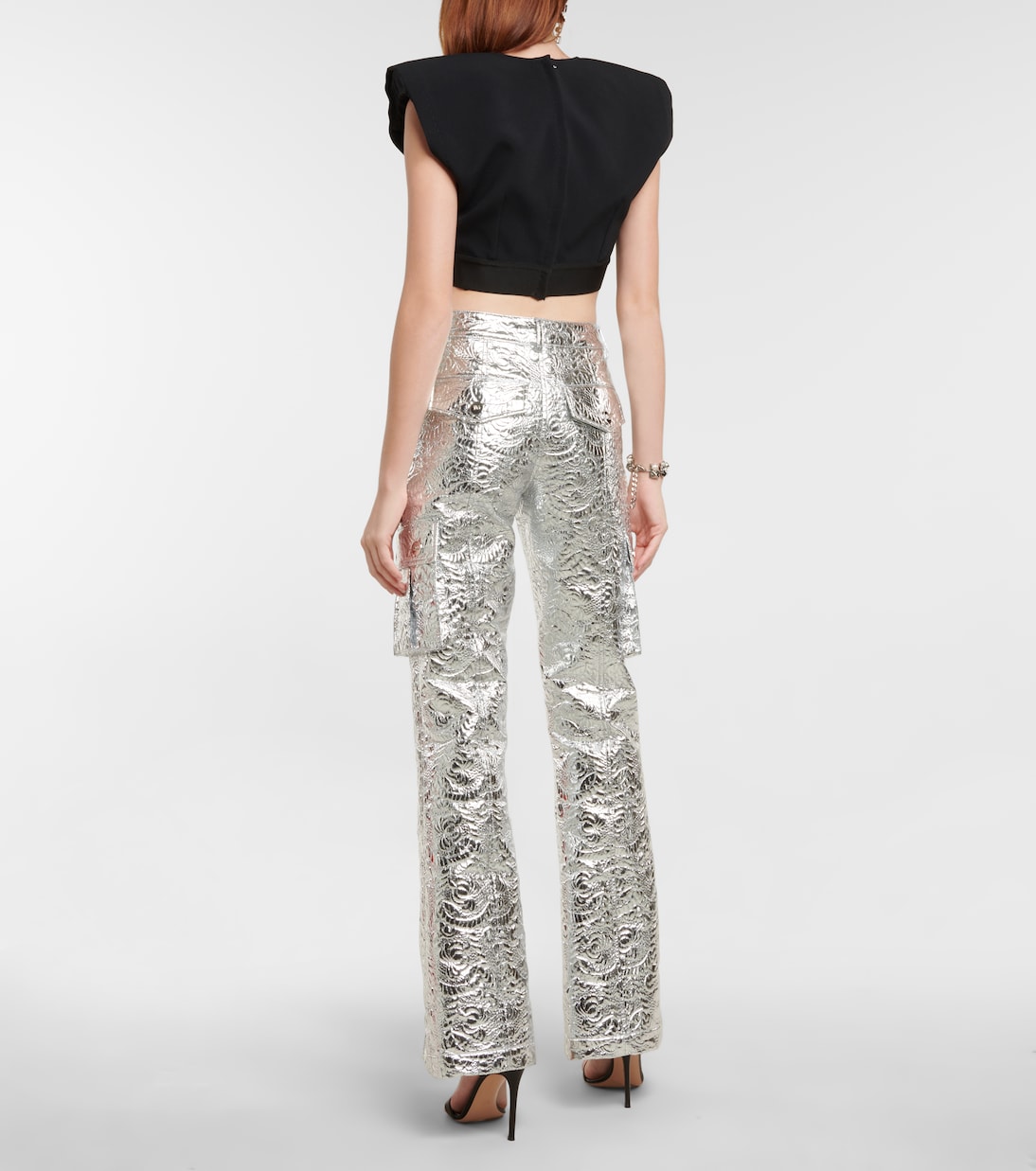 Pantalones cargo con brocado laminado | Dolce&Gabbana