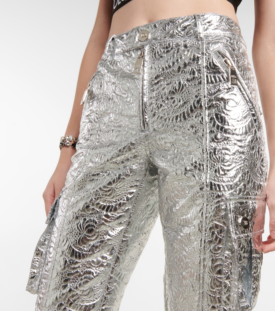 Pantalones cargo con brocado laminado | Dolce&Gabbana