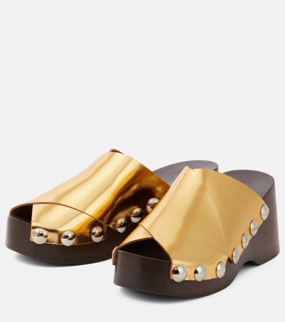 Mules en cuir métallisé à ornements | Ganni