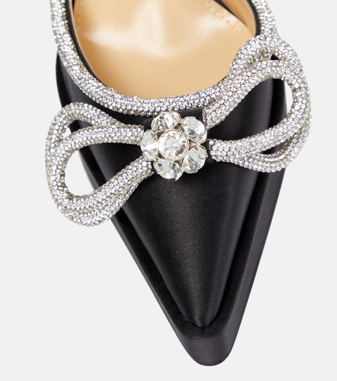 Double Bow embellished satin pumps | Mach & Mach