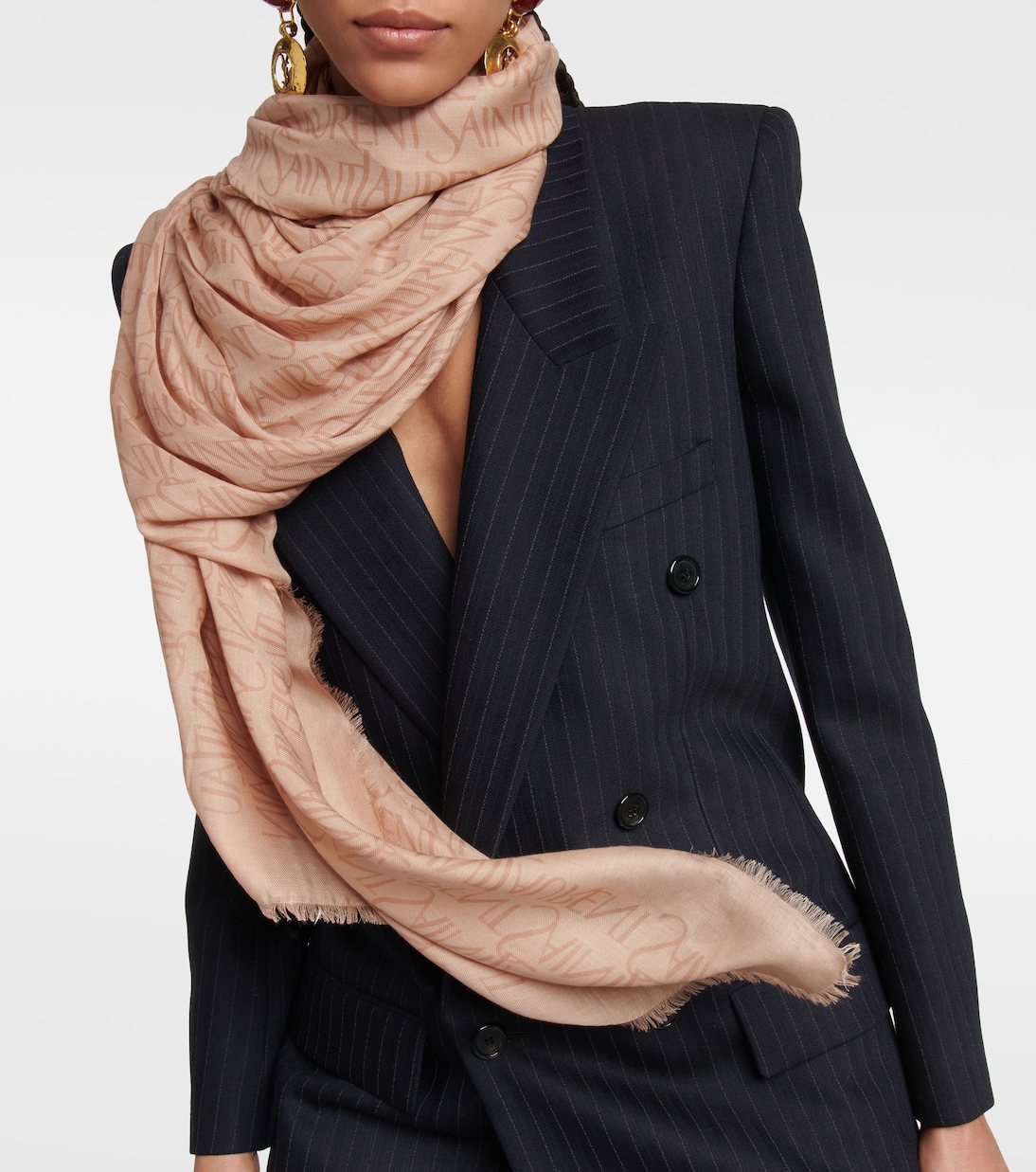 Bufanda de cachemir y modal estampada | Saint Laurent