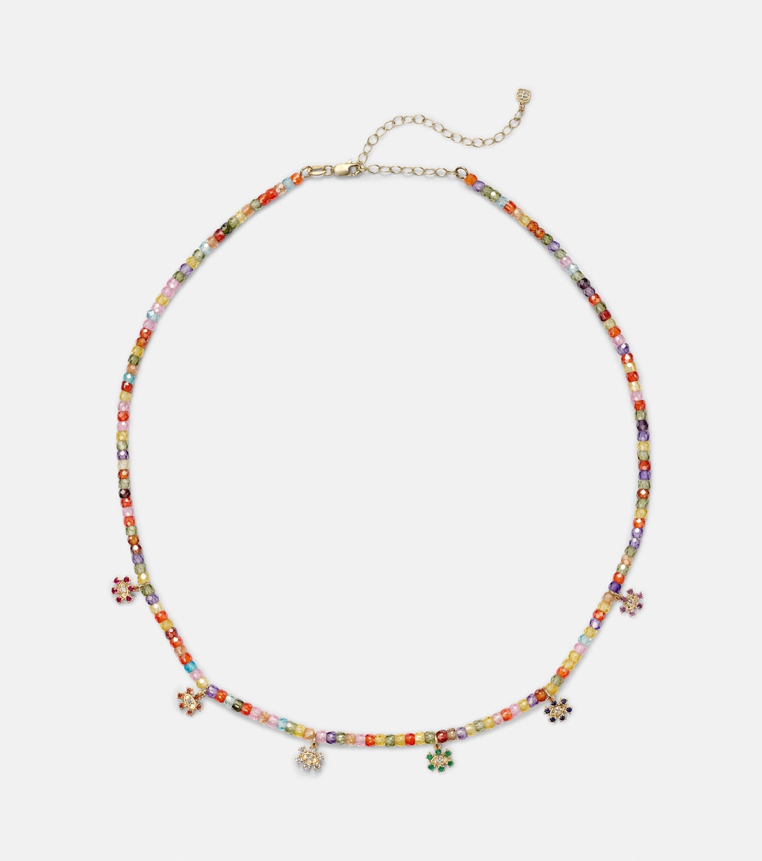 Collana in oro 14kt con perle e diamanti, design Occhio Malvagio, stile giovanile Sydney Evan
