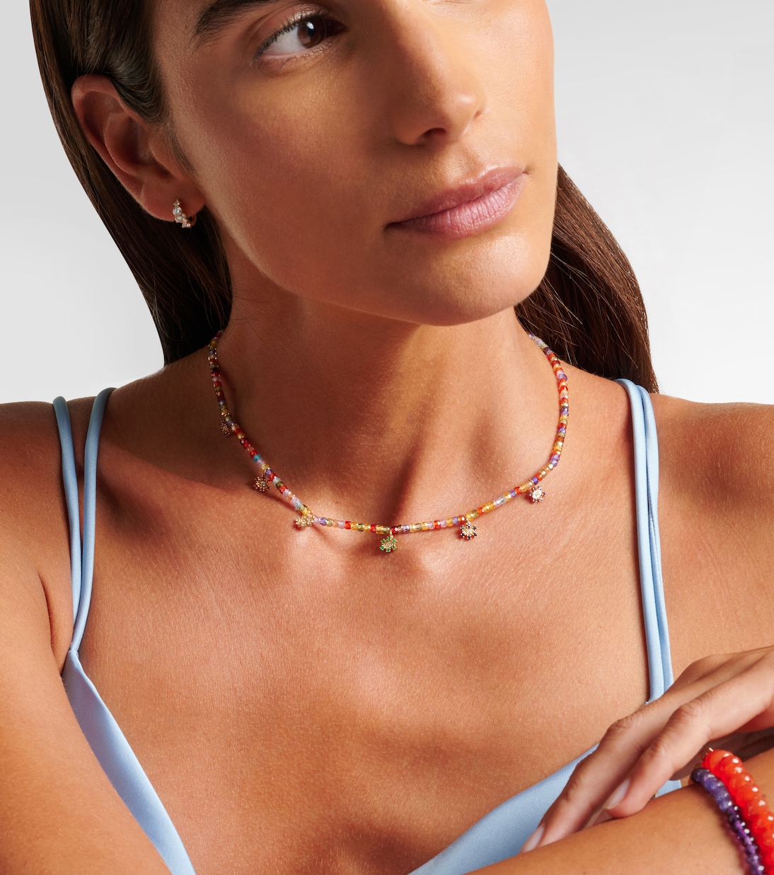 Collier Evil Eye en or 14 ct, perles et diamants | Sydney Evan