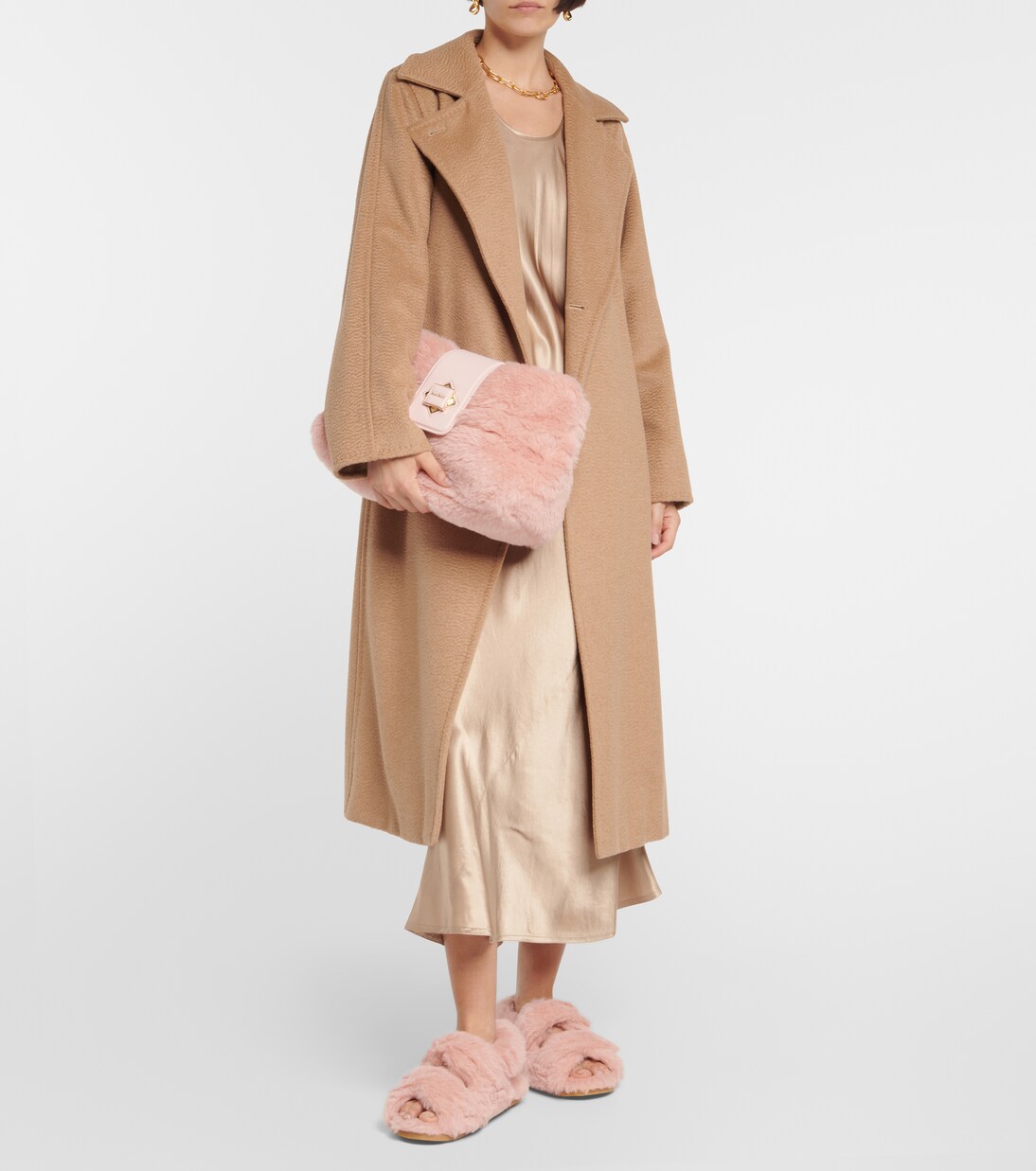 Clutch Cuscino aus Teddyfleece mit Leder | Max Mara