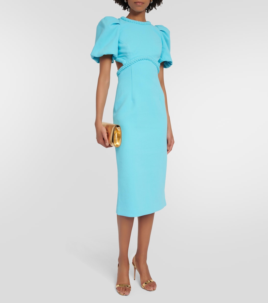 Michelle Puff cutout crêpe midi dress | Rebecca Vallance
