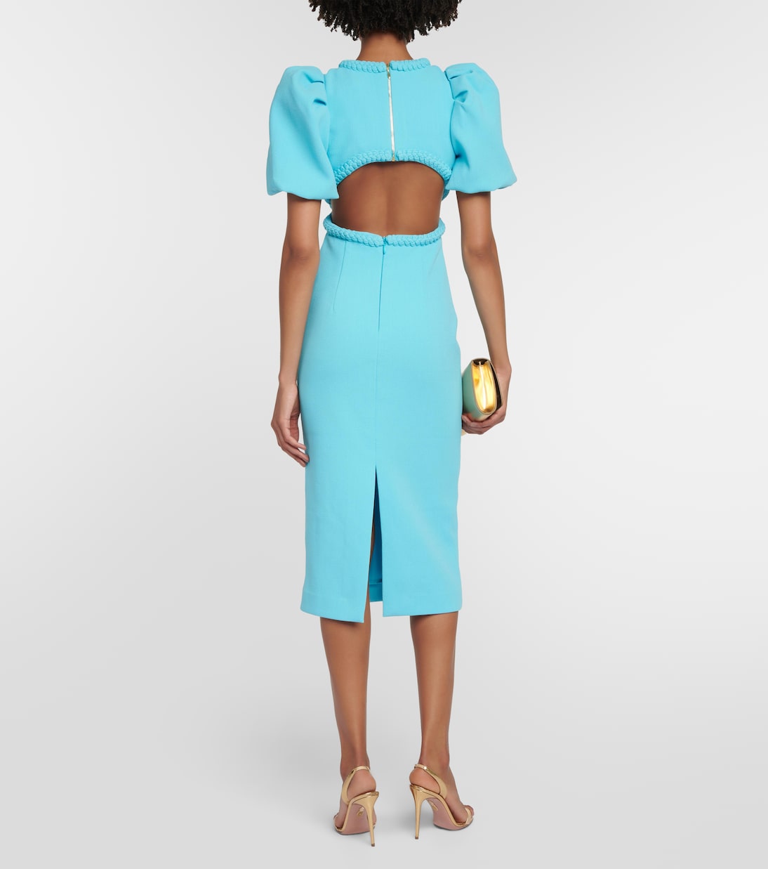 Michelle Puff cutout crêpe midi dress | Rebecca Vallance
