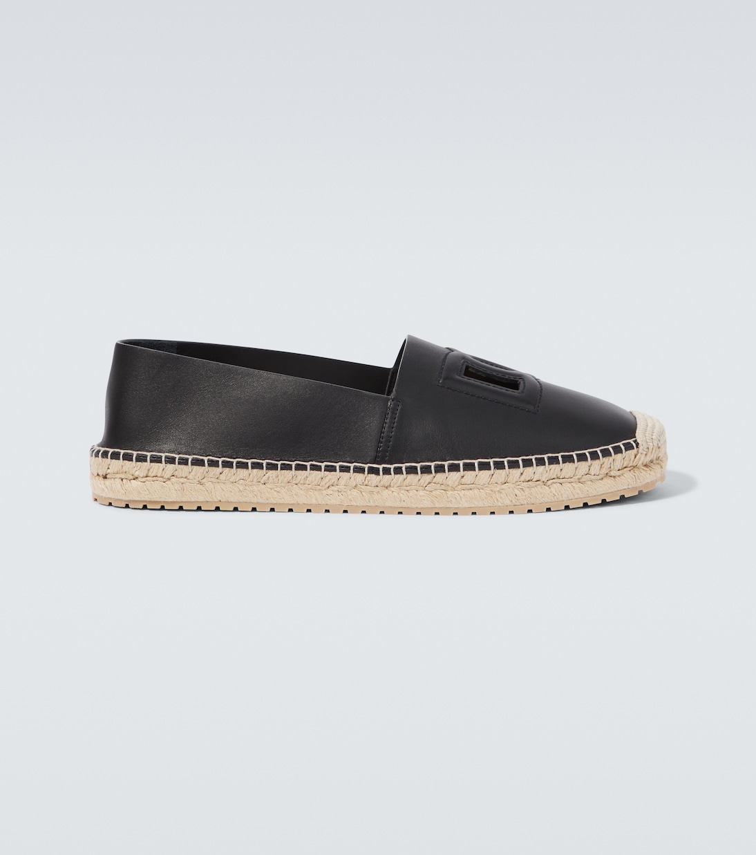 Black leather espadrilles on sale