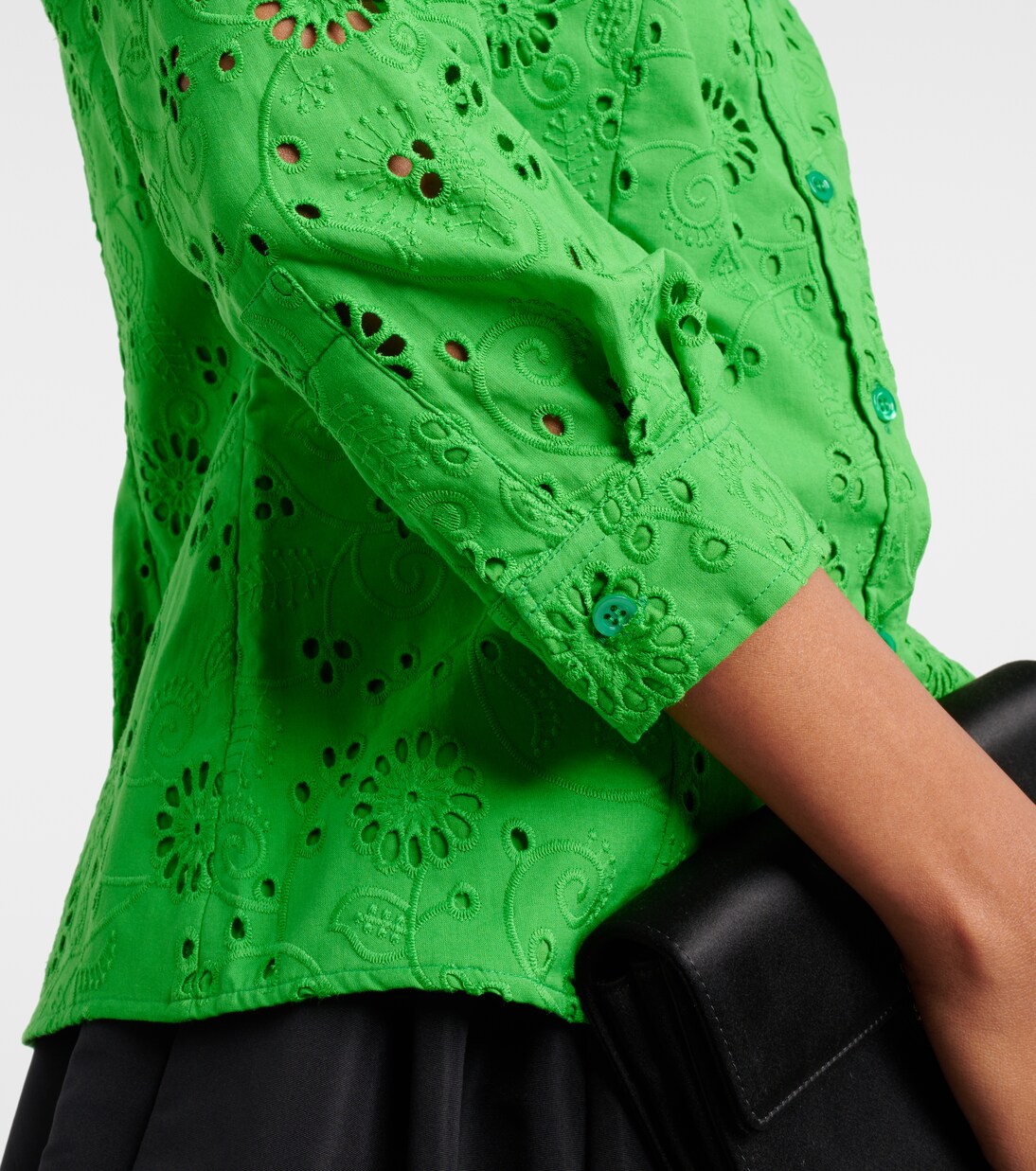 Blusa de algodón con bordado inglés | Carolina Herrera