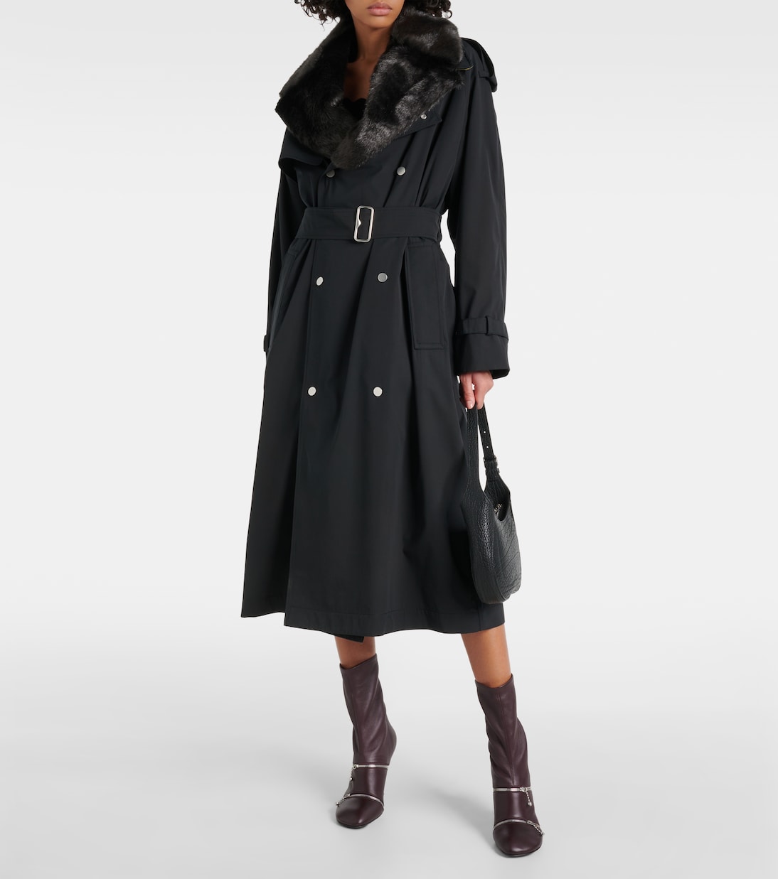 Faux fur-trimmed cotton-blend trench coat | Burberry