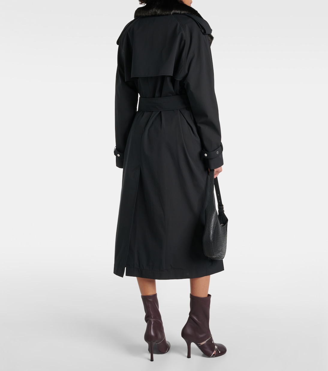 Faux fur-trimmed cotton-blend trench coat | Burberry