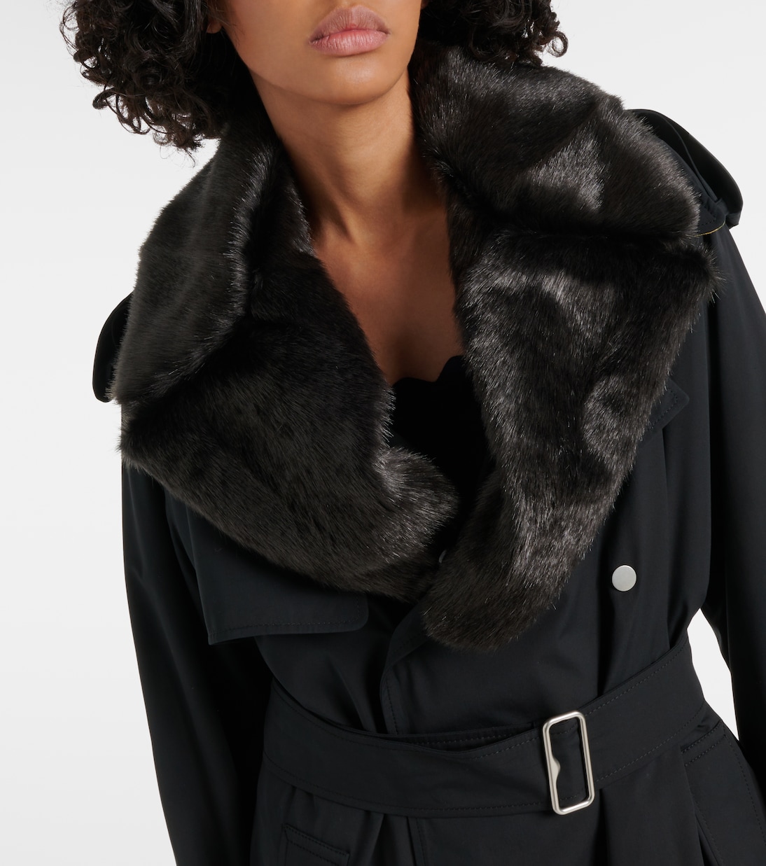 Faux fur-trimmed cotton-blend trench coat | Burberry