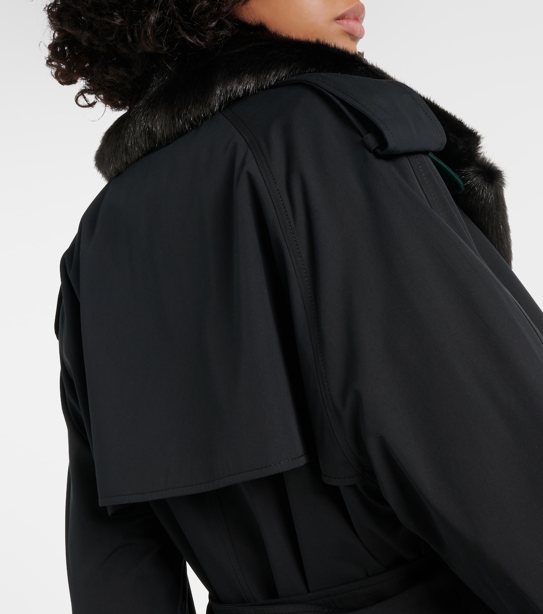Faux fur-trimmed cotton-blend trench coat | Burberry