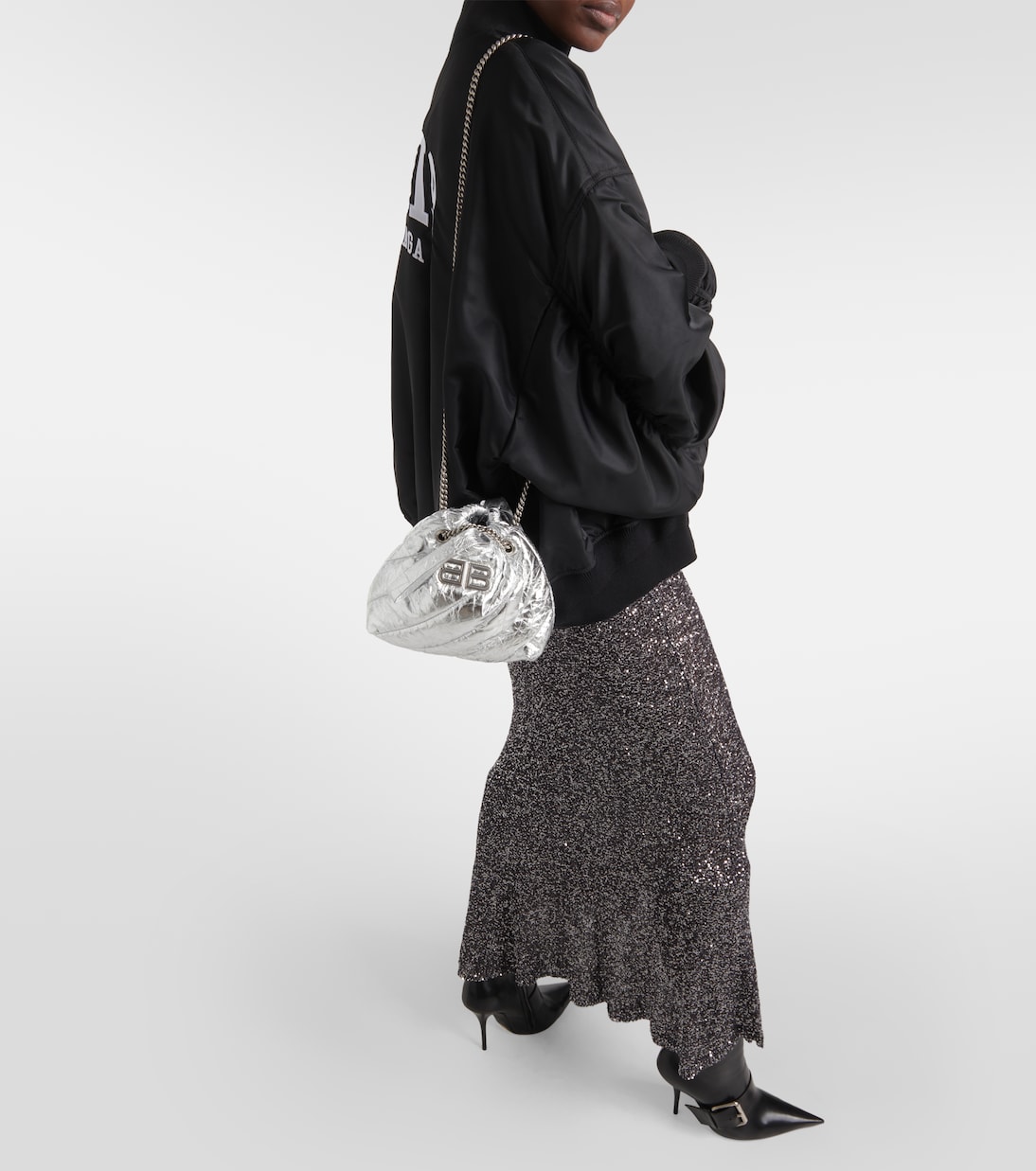 Schultertasche Crush Mini aus Metallic-Leder | Balenciaga