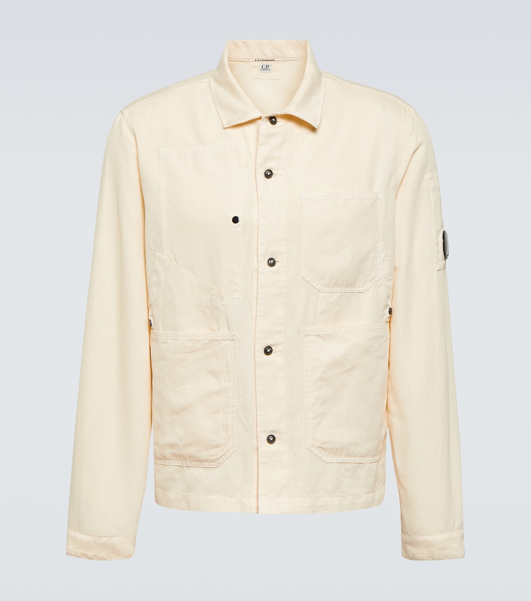 Single-breasted cotton and linen overshirt | C.P. Company