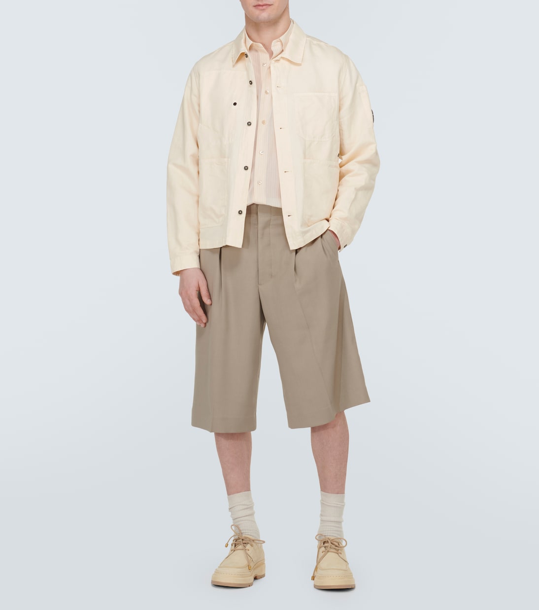Single-breasted cotton and linen overshirt | C.P. Company