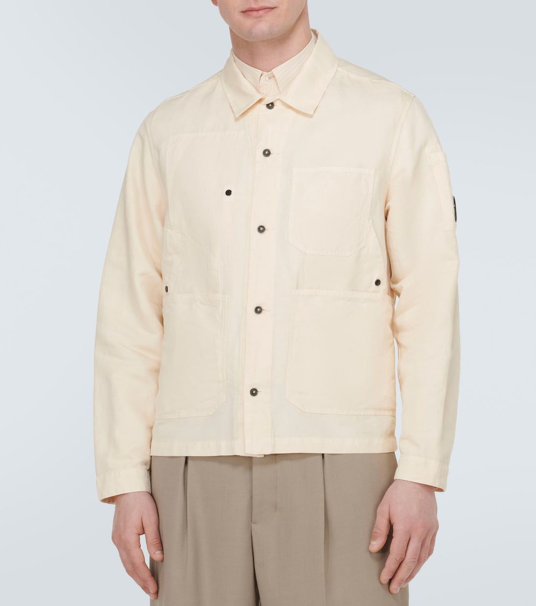 Single-breasted cotton and linen overshirt | C.P. Company