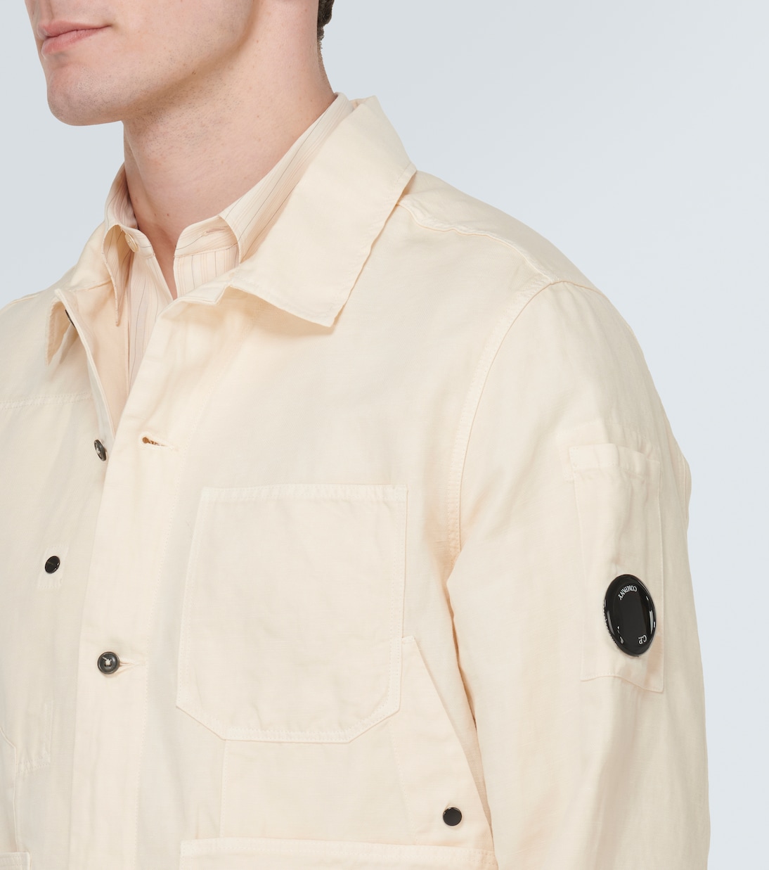 Single-breasted cotton and linen overshirt | C.P. Company