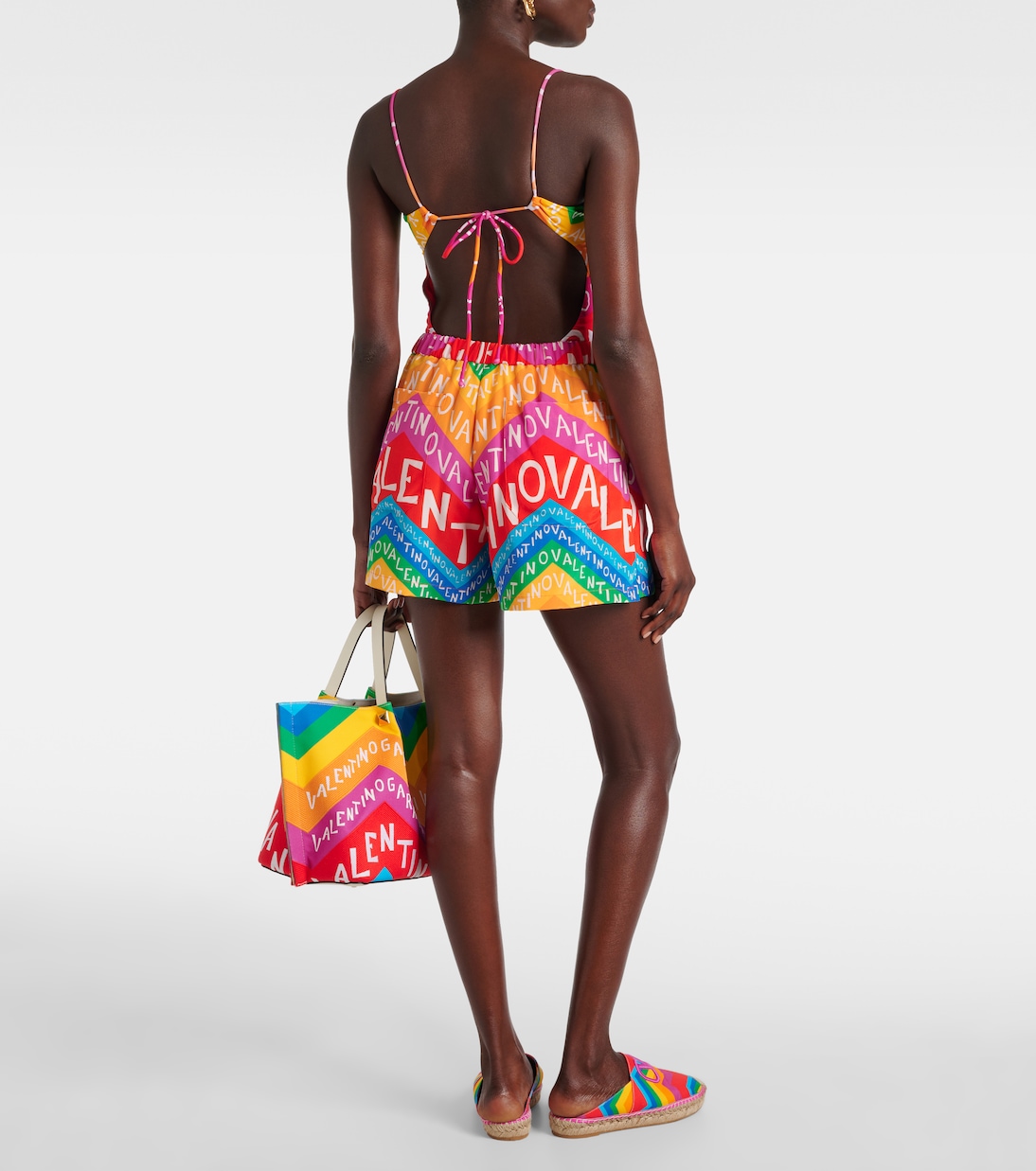 Shorts in seta con stampa | Valentino