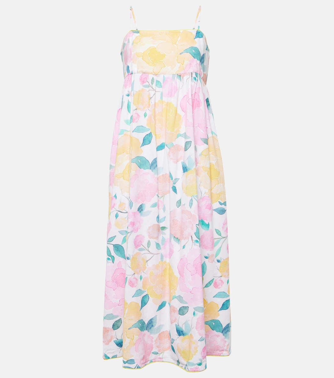 Abito midi in misto cotone e lino con stampa | Juliet Dunn