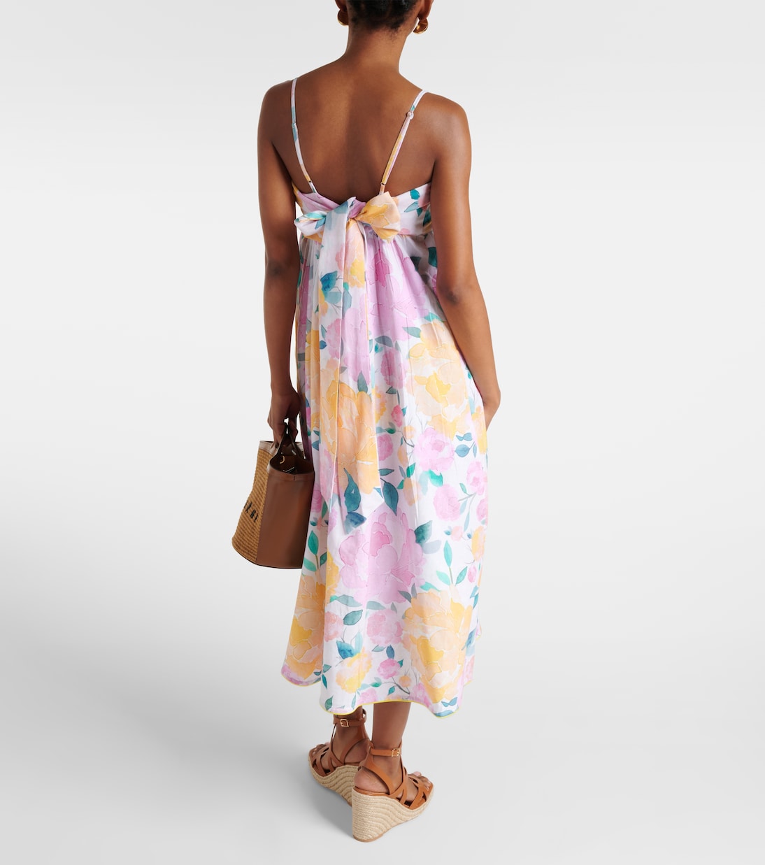 Abito midi in misto cotone e lino con stampa | Juliet Dunn