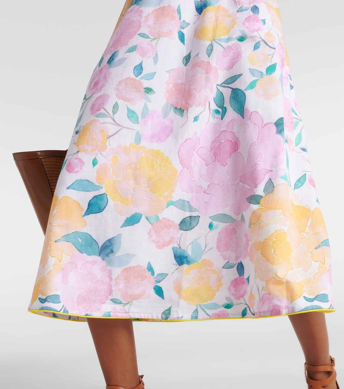 Abito midi in misto cotone e lino con stampa | Juliet Dunn