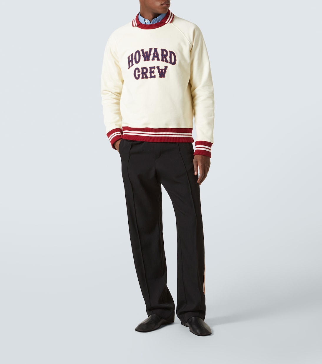 Embroidered cotton polo sweatshirt | Wales Bonner