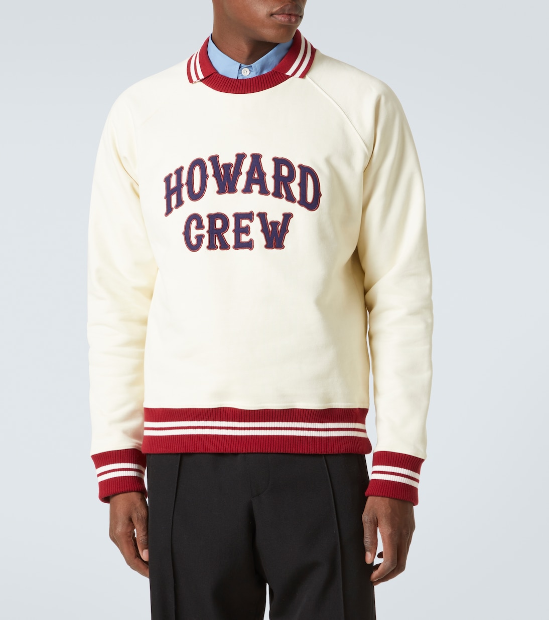 Embroidered cotton polo sweatshirt | Wales Bonner