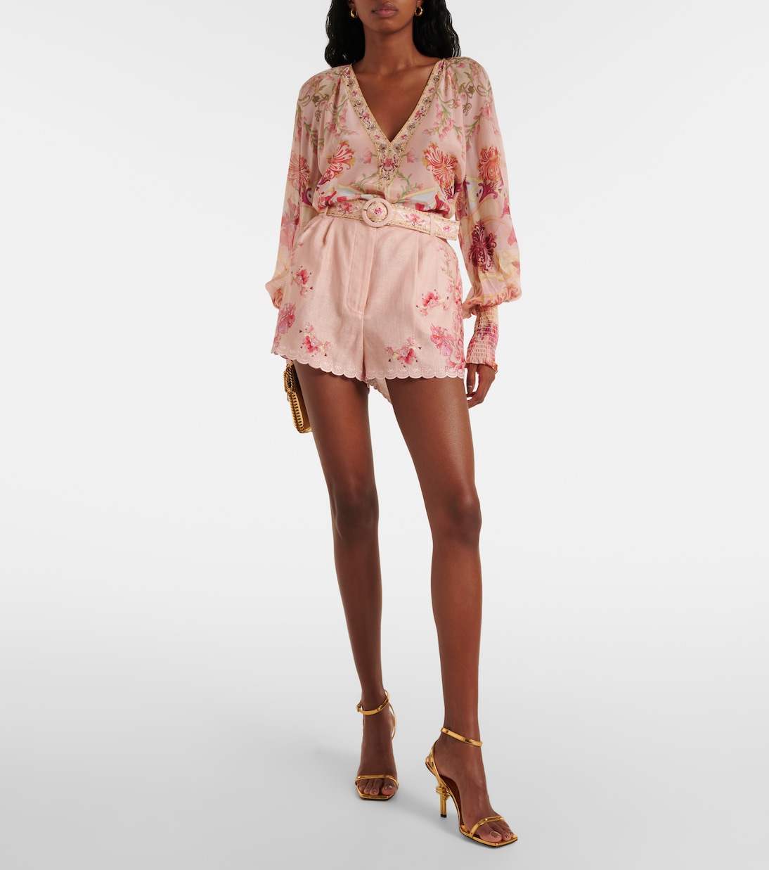 Verziertes Top  Blossoms and Brushstrokes aus Seide | Camilla