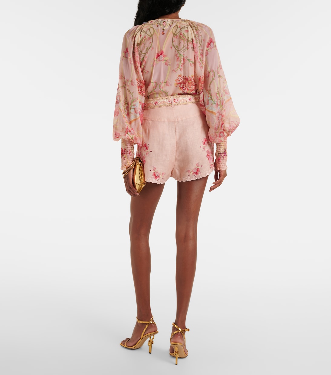 Verziertes Top  Blossoms and Brushstrokes aus Seide | Camilla