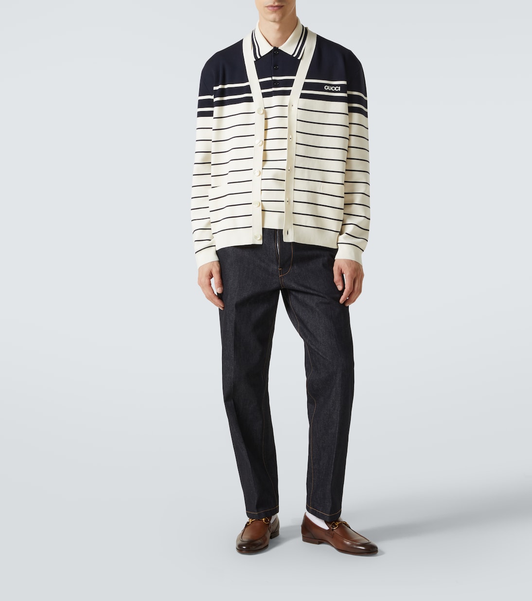 Polo de algodón a rayas con logo | Gucci