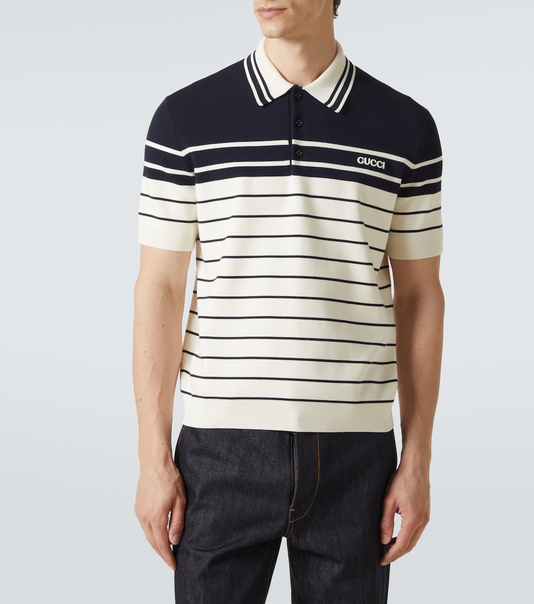 Polo de algodón a rayas con logo | Gucci