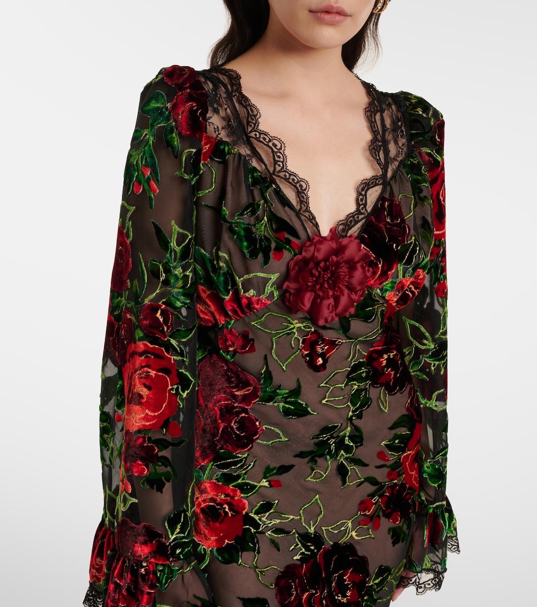 Robe aus Devoré mit Spitze | Rodarte