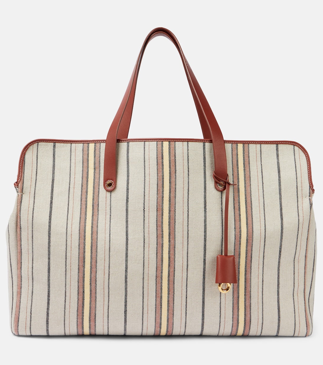 Laguna striped leather-trimmed tote bag | Loro Piana