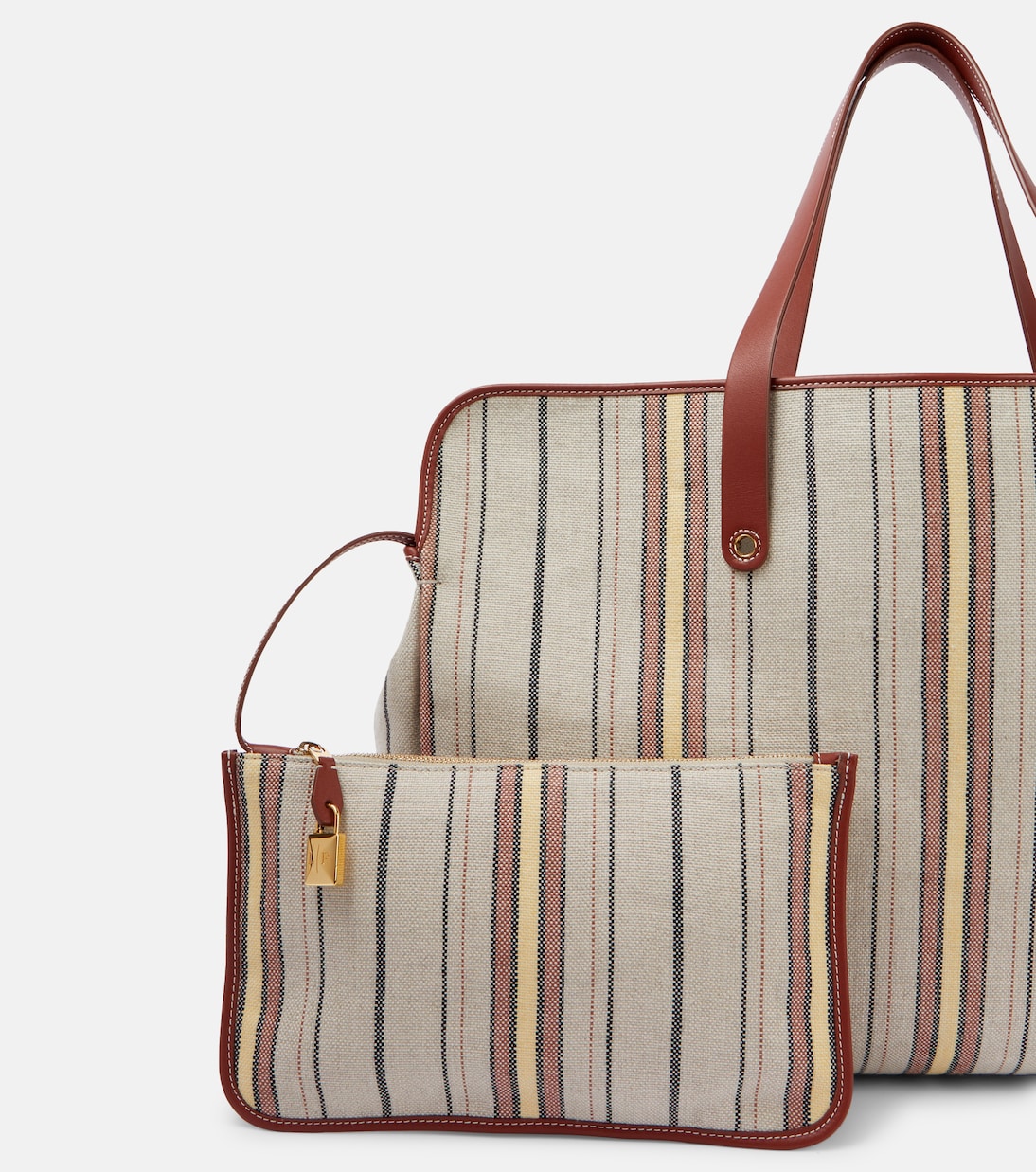 Laguna striped leather-trimmed tote bag | Loro Piana