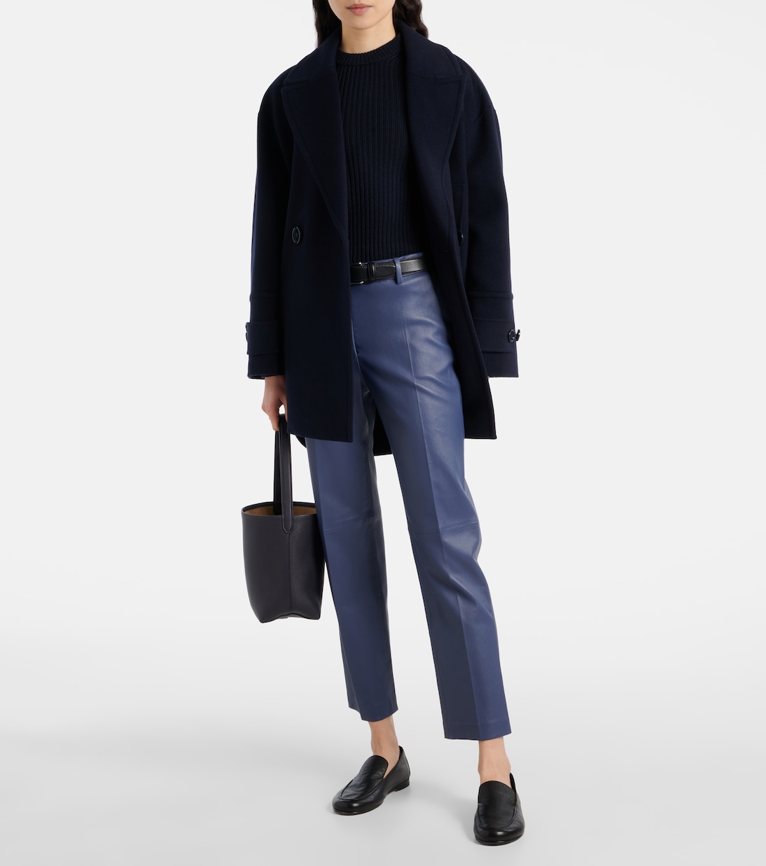 Pantaloni regular Coleman in pelle a vita media | Joseph