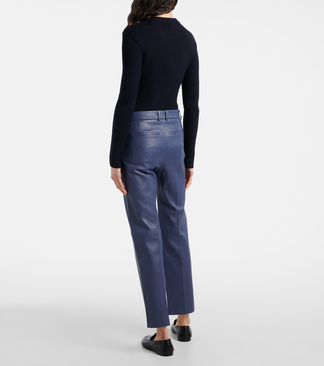 Pantaloni regular Coleman in pelle a vita media | Joseph