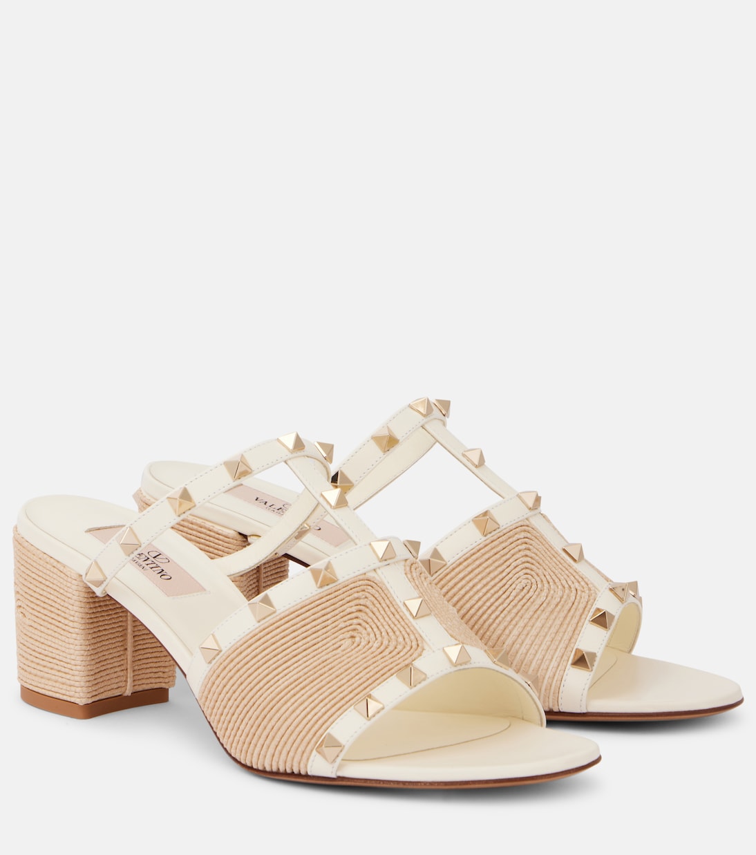 VALENTINO GARAVANI Mocassini Rockstud in pelle e raffia per giovani trendsetter