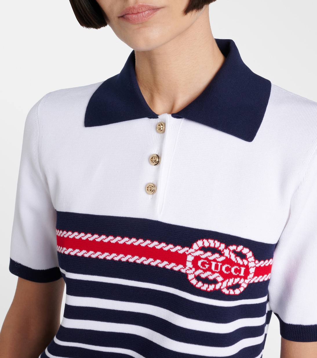 Polo de algodón en intarsia | Gucci