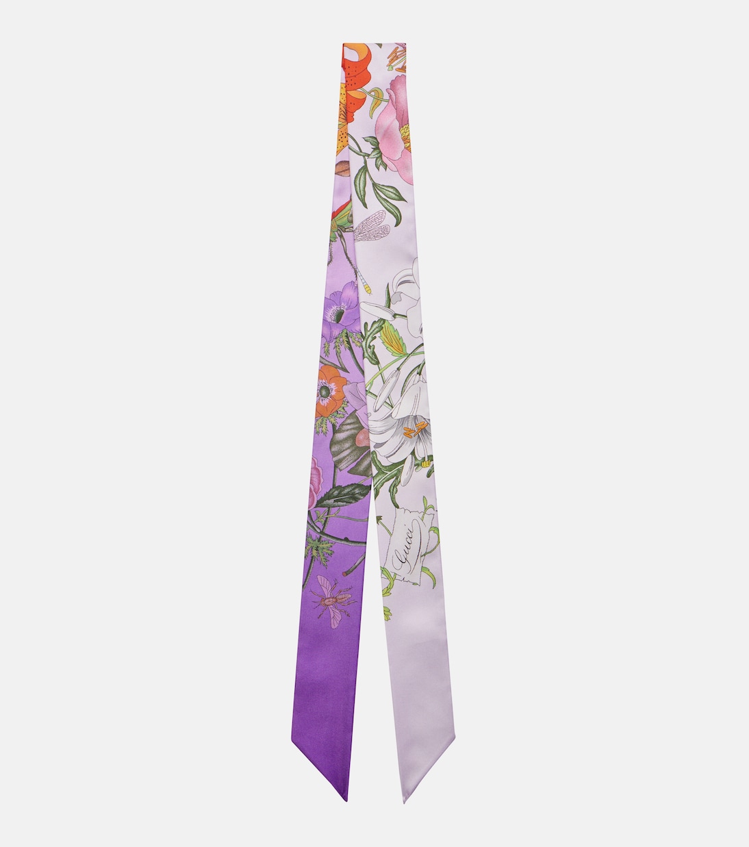 Sciarpa in twill di seta con stampa floreale | Gucci