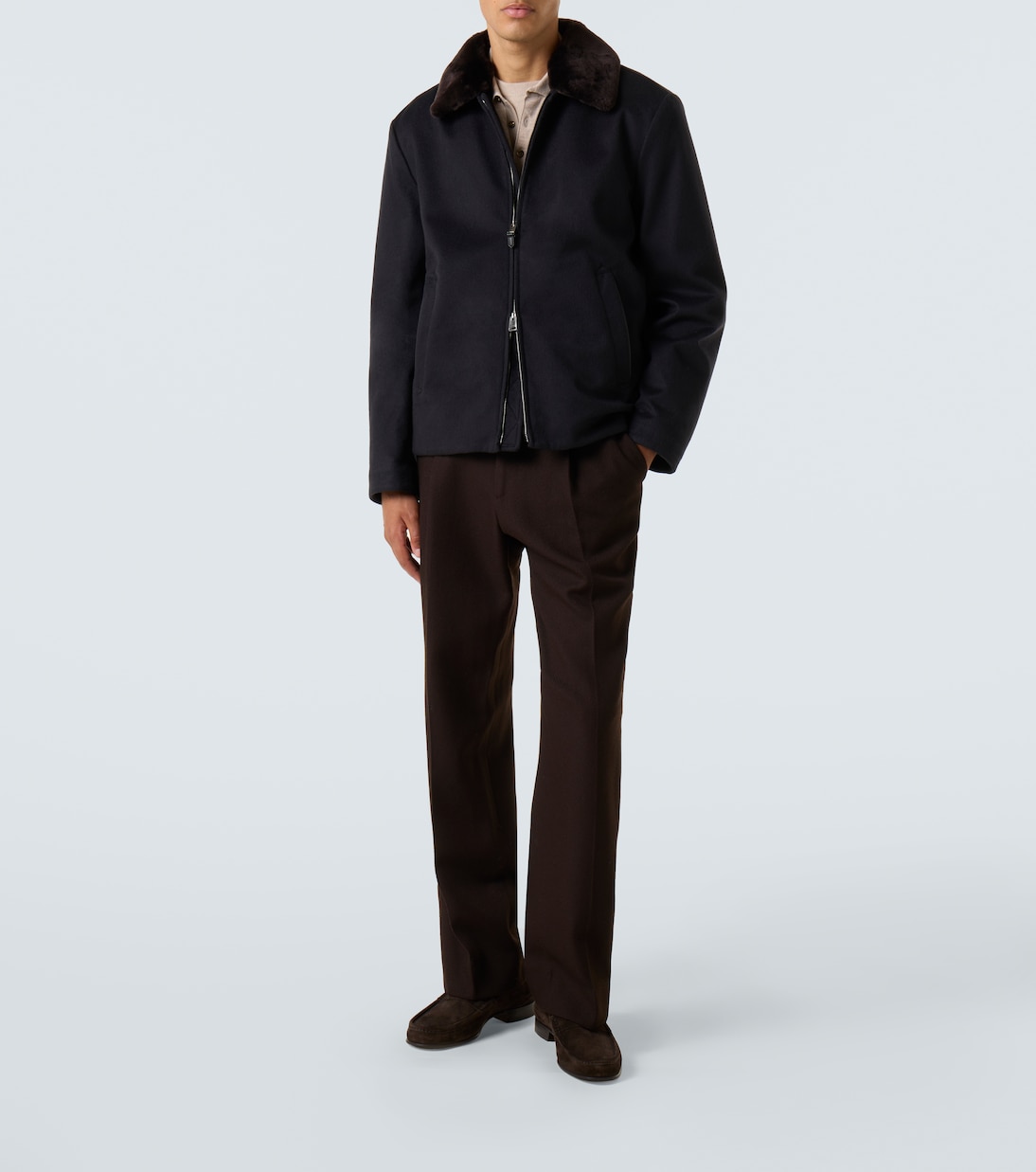Shearling-trimmed cashmere jacket | Canali