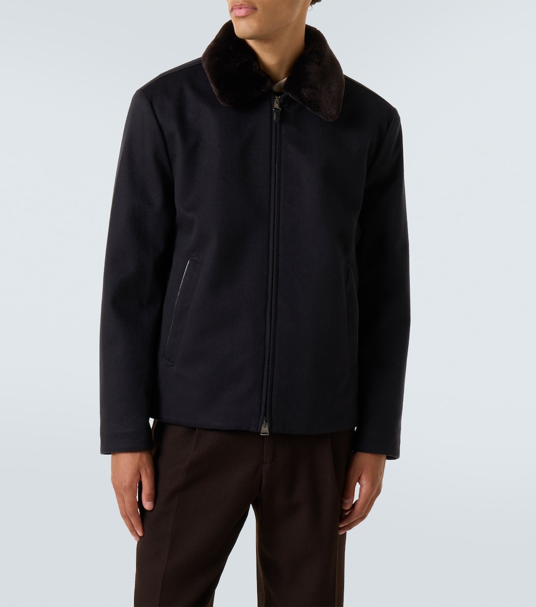 Shearling-trimmed cashmere jacket | Canali