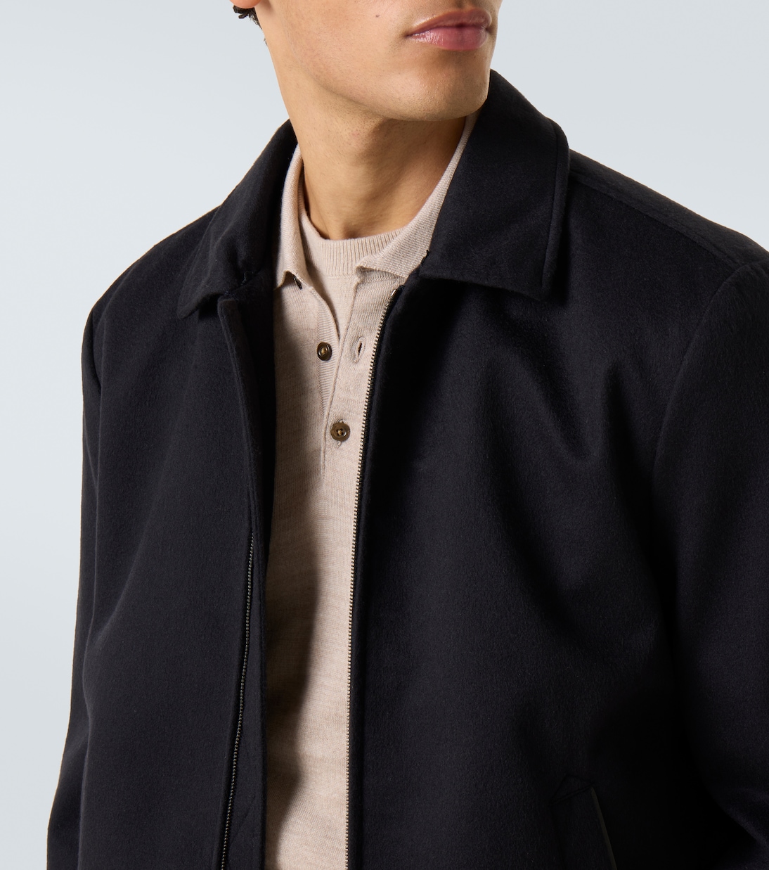 Shearling-trimmed cashmere jacket | Canali
