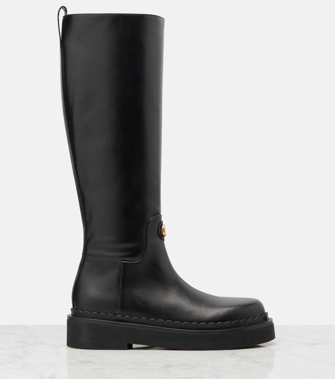 VLogo leather knee-high boots | Valentino Garavani