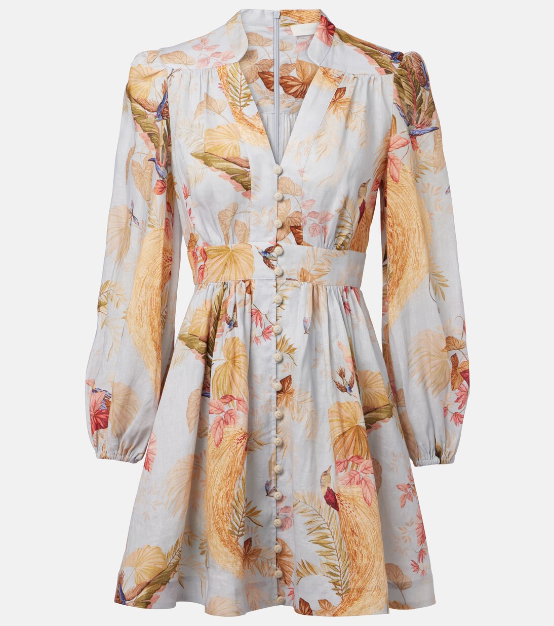 Vestido corto Ascension de lino floral | Zimmermann