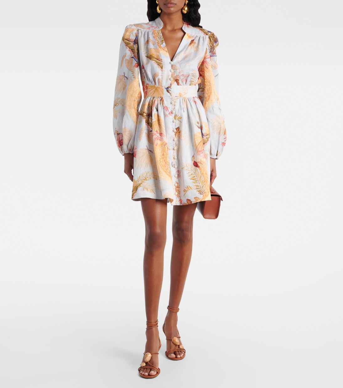 Vestido corto Ascension de lino floral | Zimmermann