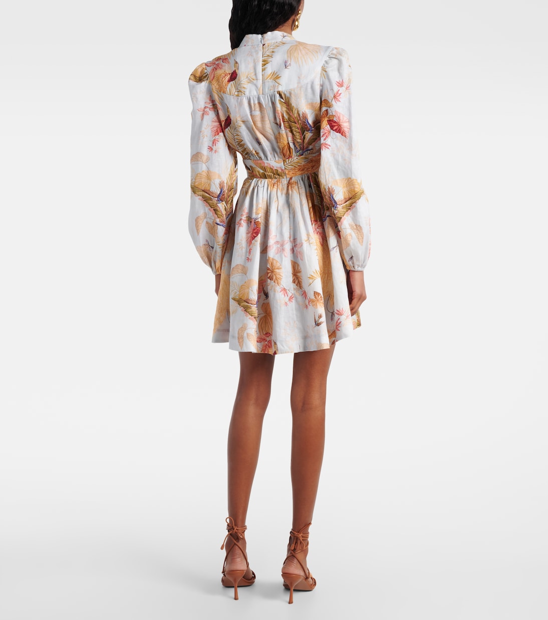 Vestido corto Ascension de lino floral | Zimmermann
