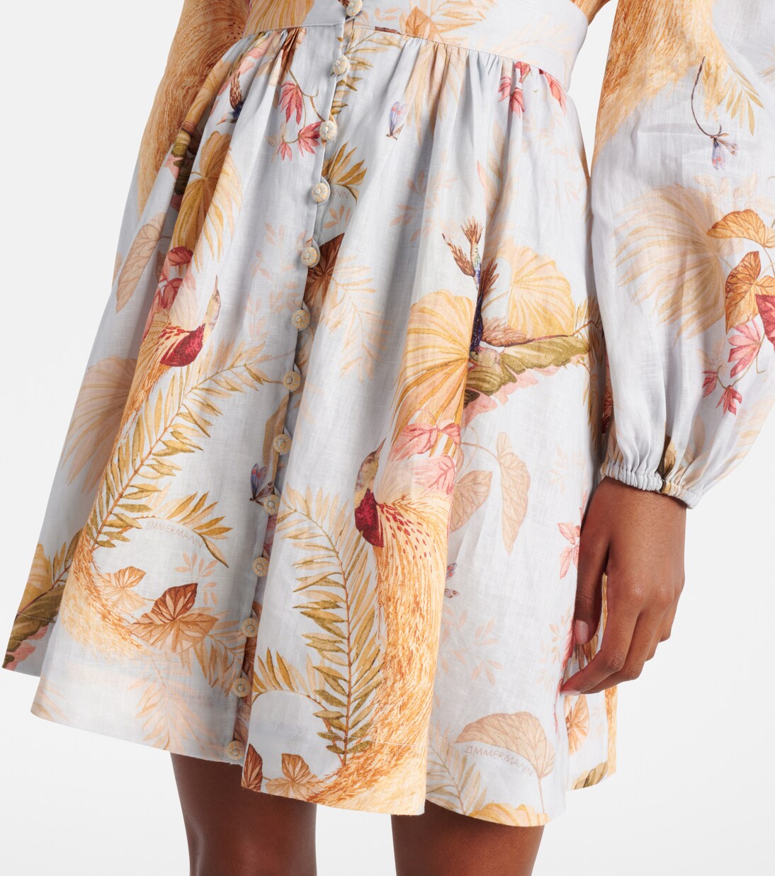 Vestido corto Ascension de lino floral | Zimmermann
