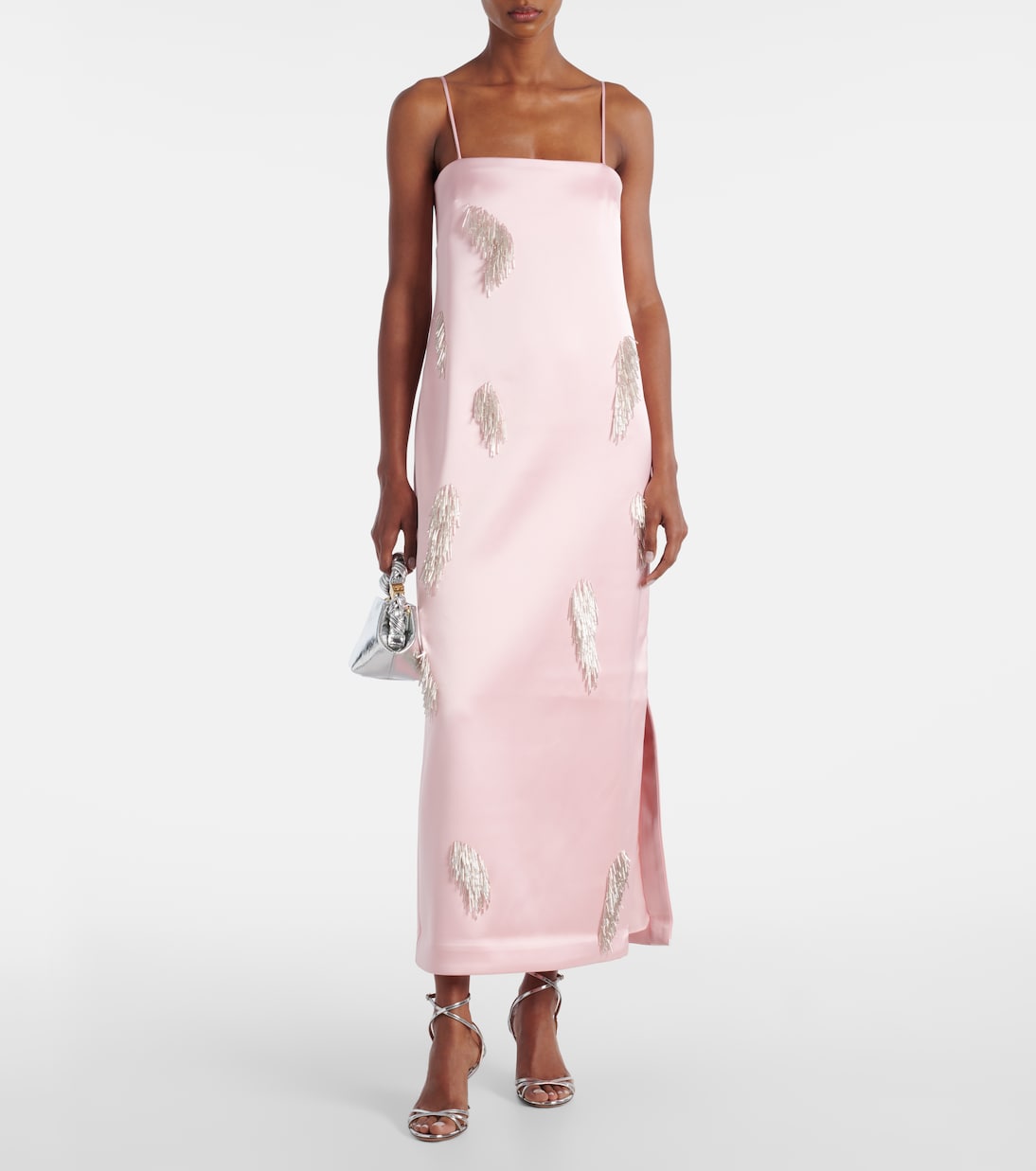 Vestido lencero Cindy de satén adornado | Alémais