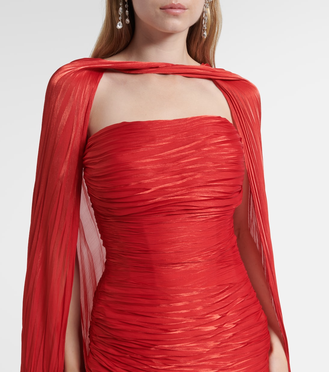 Caped pleated bustier gown | Marmar Halim